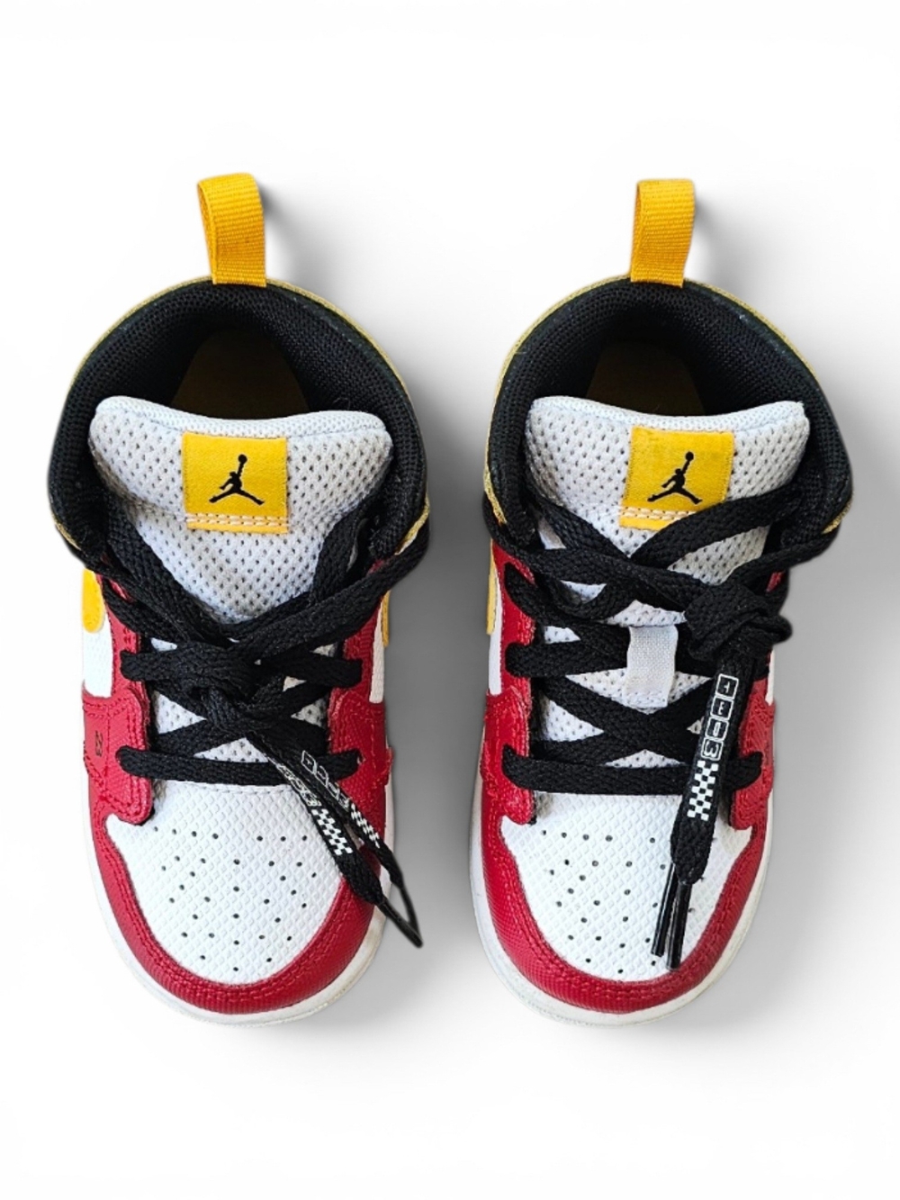 Nike Air Jordan 1 Mid Toddler Sneakers Size 7C Red Yellow - Picture 3 of 12